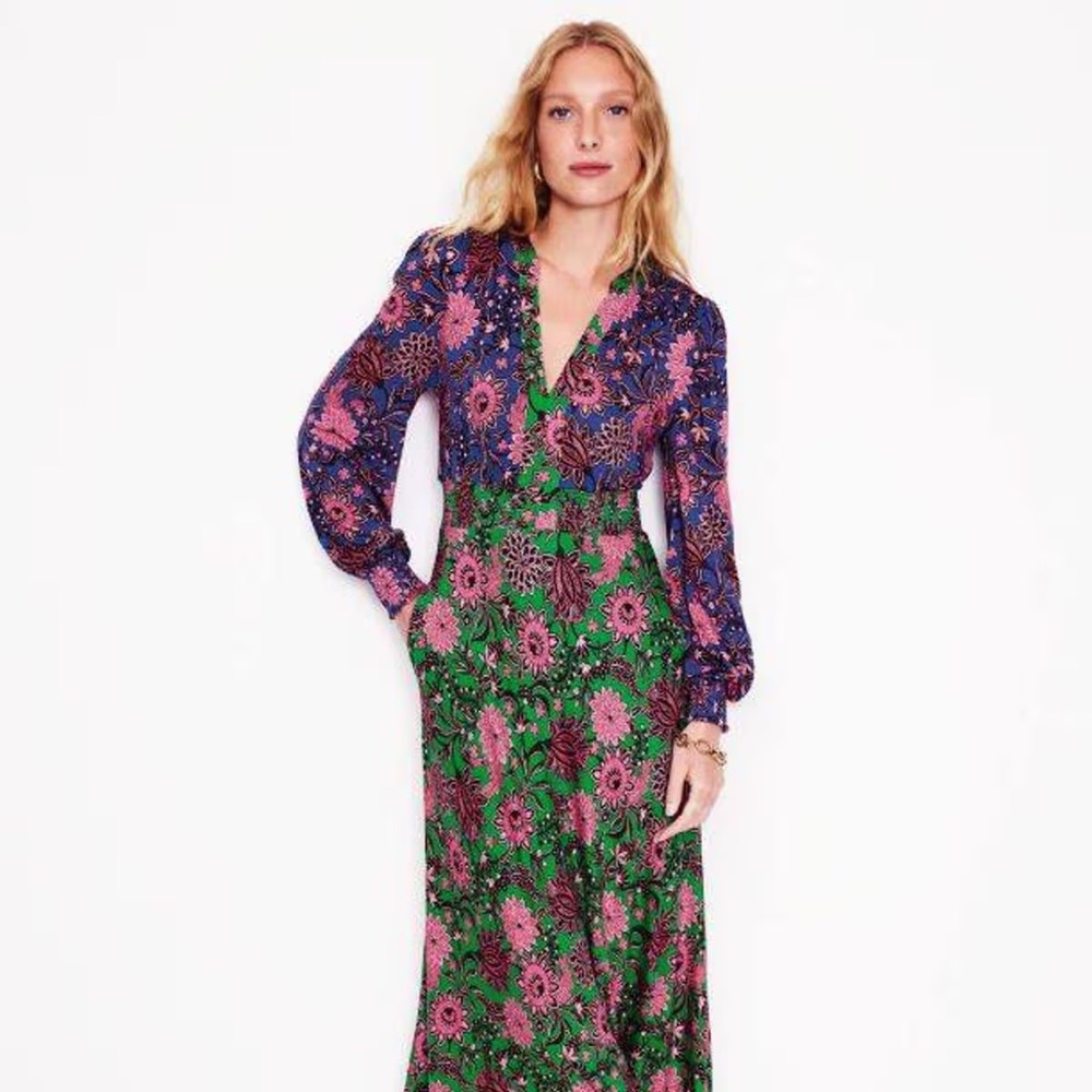 Boden ivy flocked floral dress women’s size10 95% viscose